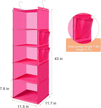 BOOMIBOO Hanging Closet Organize and Shelves，5-Hanging Shelf