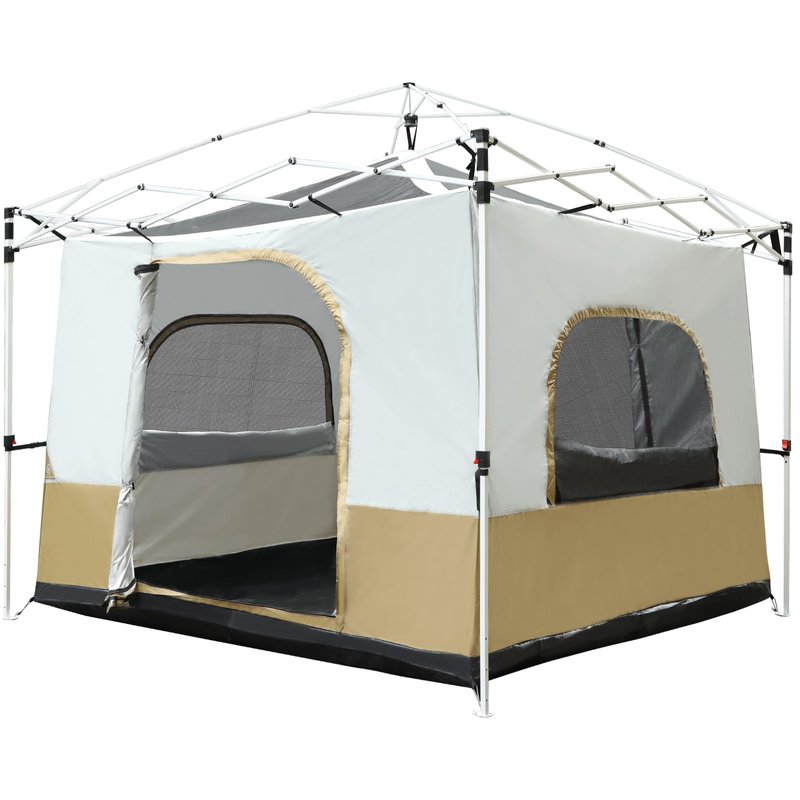 REDCAMP Canopy Camping Tent for Pop Up Canopy Tent, Inner Tent with Mesh Window, Converts Straight Leg 10'x10' or 10'x20' Canopy into Camping Tent, Fits 4-6 Person, Khaki(Frame/Shelter NOT Included)