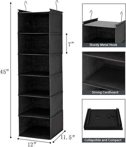 MAX Houser 6 Tier Shelf Hanging Closet Organizer, Closet Hanging Shelf