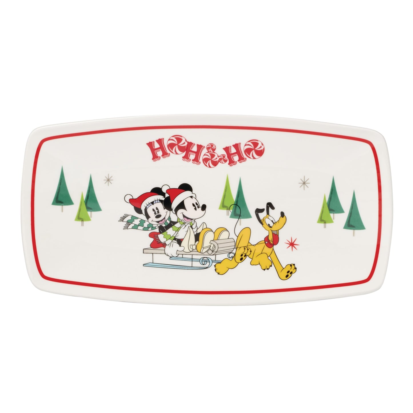 Lenox Serveware, Disney Holiday Hors Doeuvres Tray, Food Tray, 13.75 x 7.75-Inch, Microwave Safe and Dishwasher Safe Porcelain, Christmas Serving Platter Trays, Christmas Table Centerpieces (1 Piece)