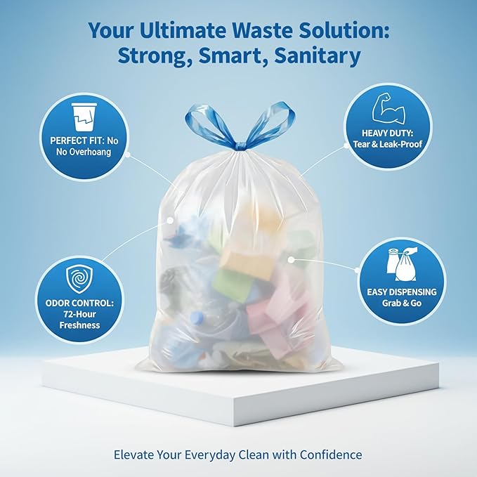 150 Count 4 Gallon Trash Bags Drawstring