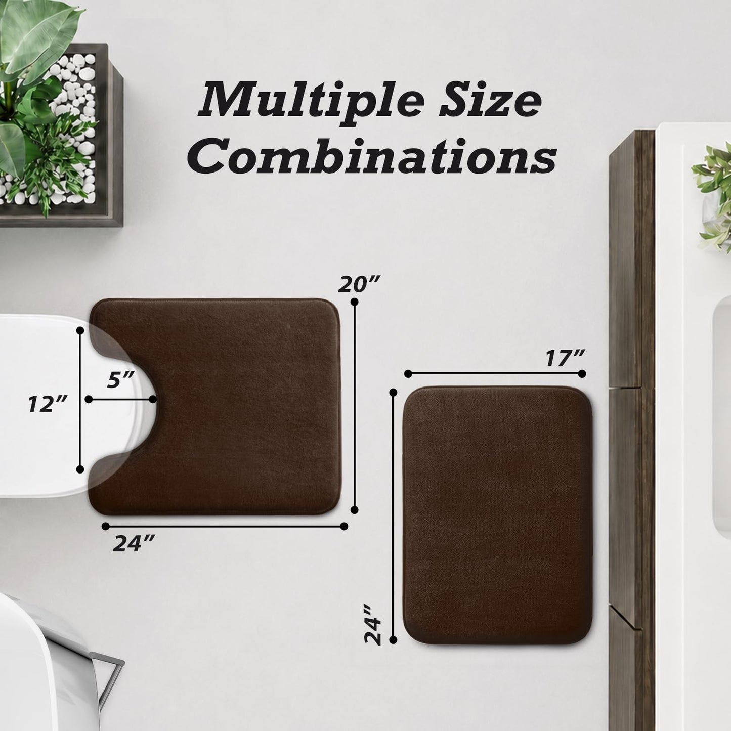 HUXMEYSON Bathroom Rugs Sets 2 Piece, Non-Slip & Quick Dry Bath Mat Set, Ultra Soft Velvet Bath Rugs for Bathroom, Toilet and Shower Floor, Brown