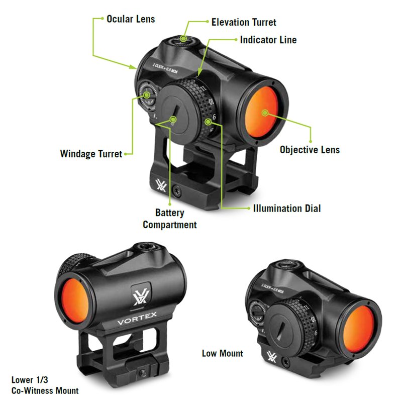 Vortex Triumph 2 MOA Red Dot Sight - Motion Activation With Auto-Shutoff, Multi-Height Mount System, NV Compatible, Fogproof, Waterproof, Shockproof - Unlimited, Unconditional Warranty