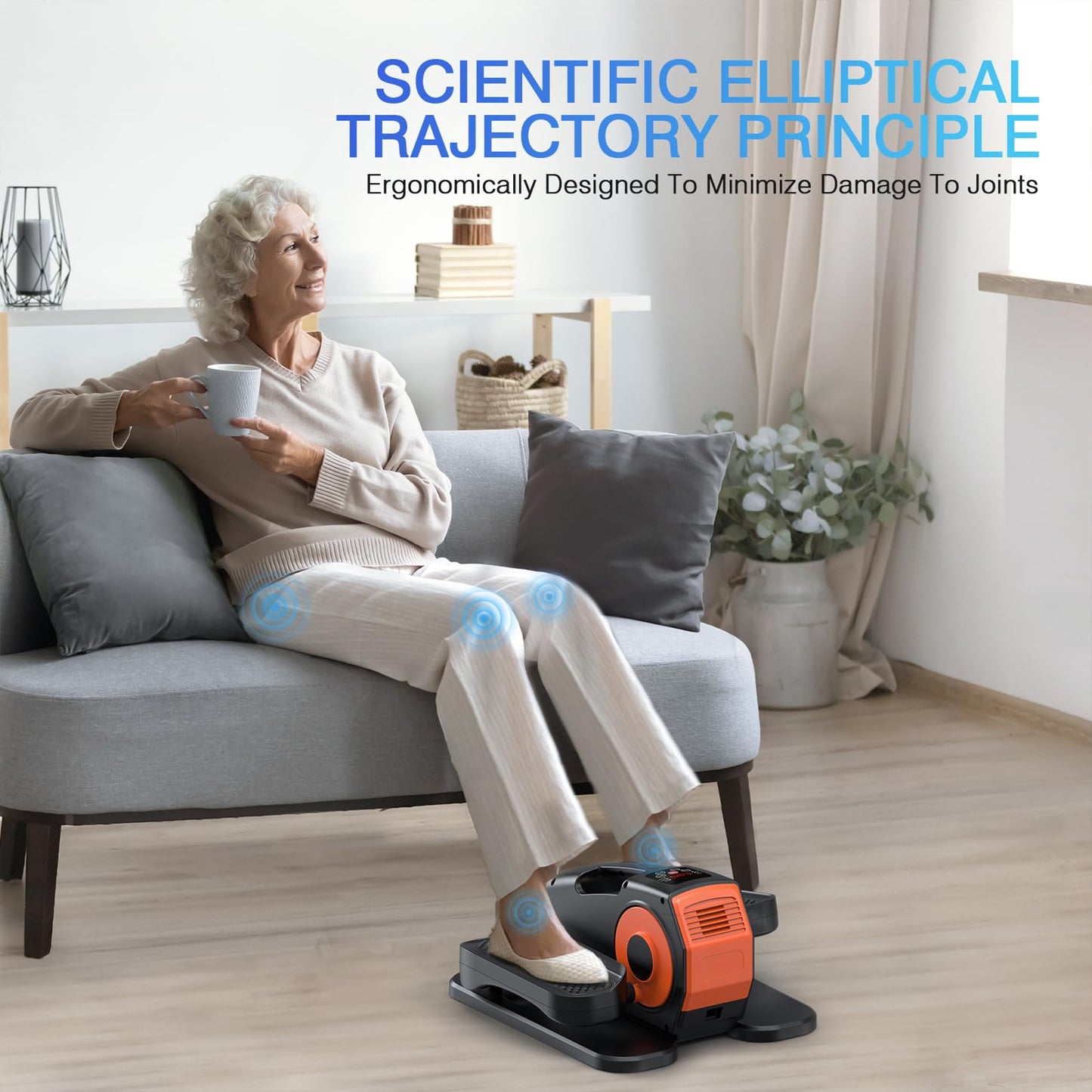 Under Desk Elliptical, Elliptical Leg Exerciser for Seniors, Home Portable Elliptical with Remote Control and 12 Adjustable Speeds, Electric Seated Pedal Exerciser