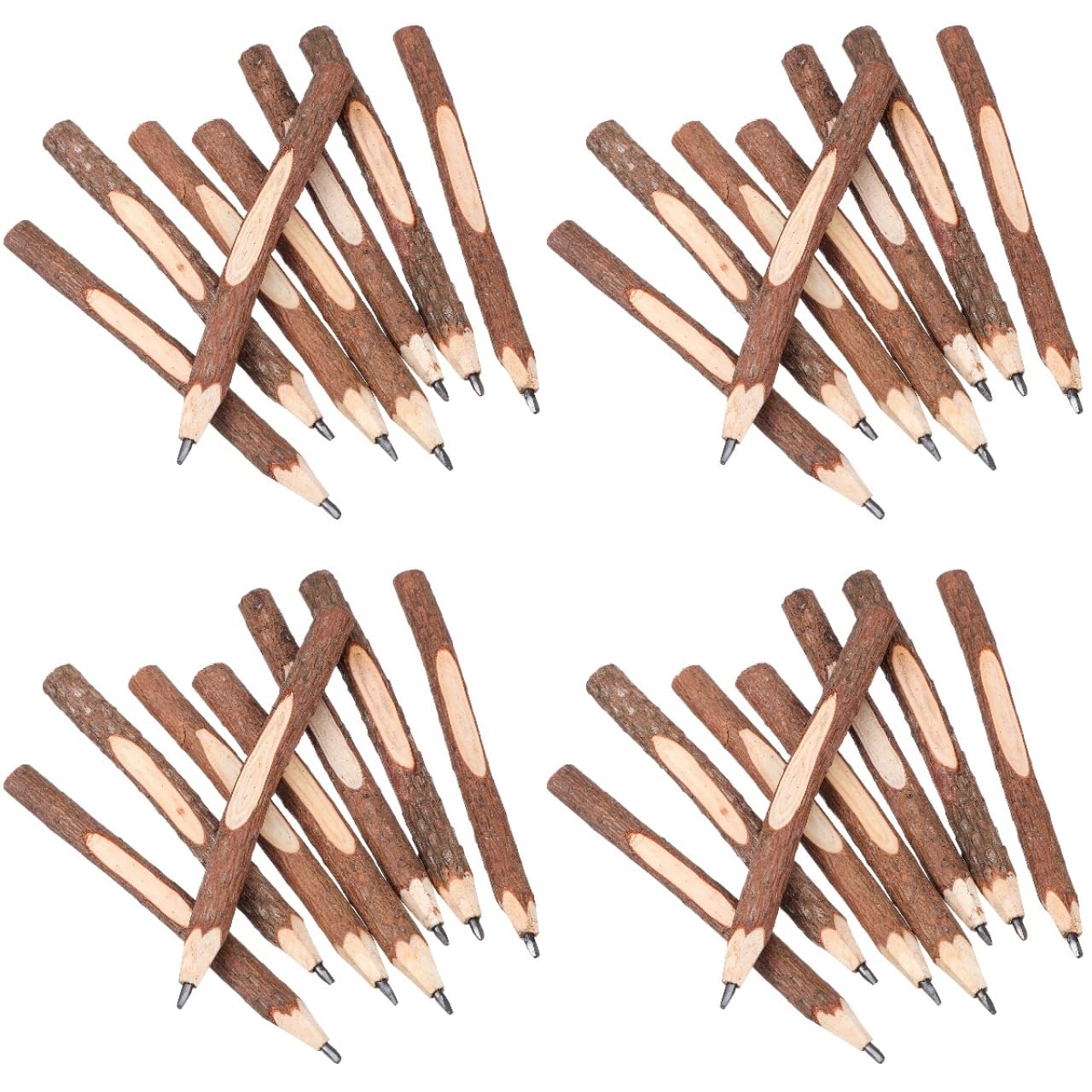 Tofficu 32Pcs Natural Wood Pencils, Wood Graphite Long Twig Pencils, Wooden Tree Bark Pencil Decor, Camping Pens for School Party Supplies Novelty