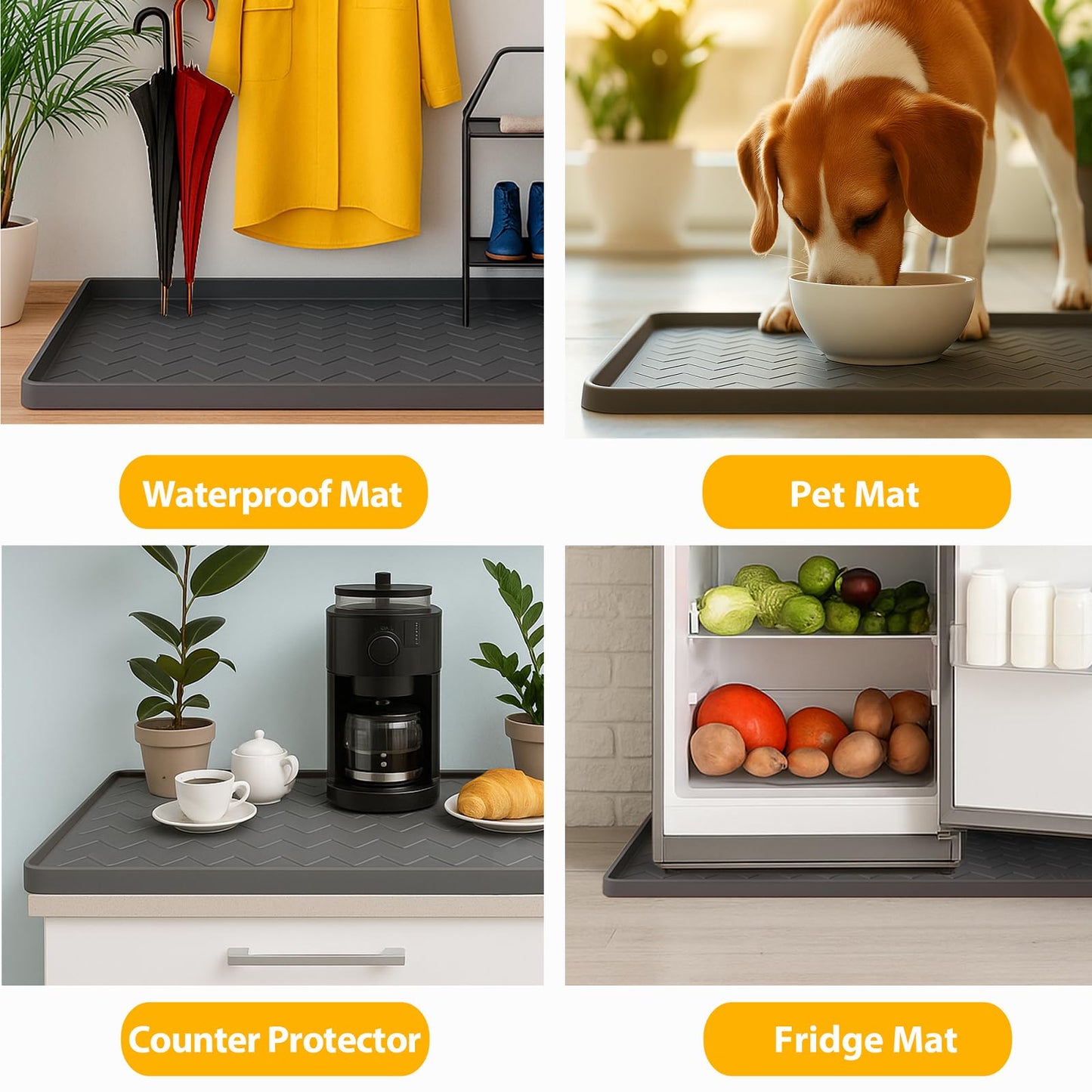 TigeJoy 34" x 22" Under Sink Mats for Kitchen Waterproof, Leak-Proof Silicone Mat Sink Protector and Cabinet Liner, Kitchen Essentials Organizer and Storage, Boot or Shoe Tray, Pet Feeding Mat
