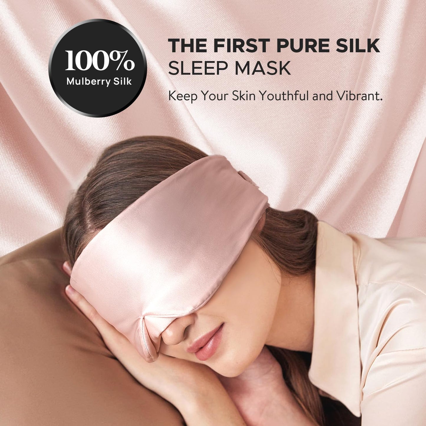 LitBear Silk Sleep Mask for Side Sleeper, Eye Mask Sleeping for Women Men 100% 22 Momme Pure Mulberry Silk, Face-Hugging Padded Eye Cover for Sleeping with Adjustable Band (Black)