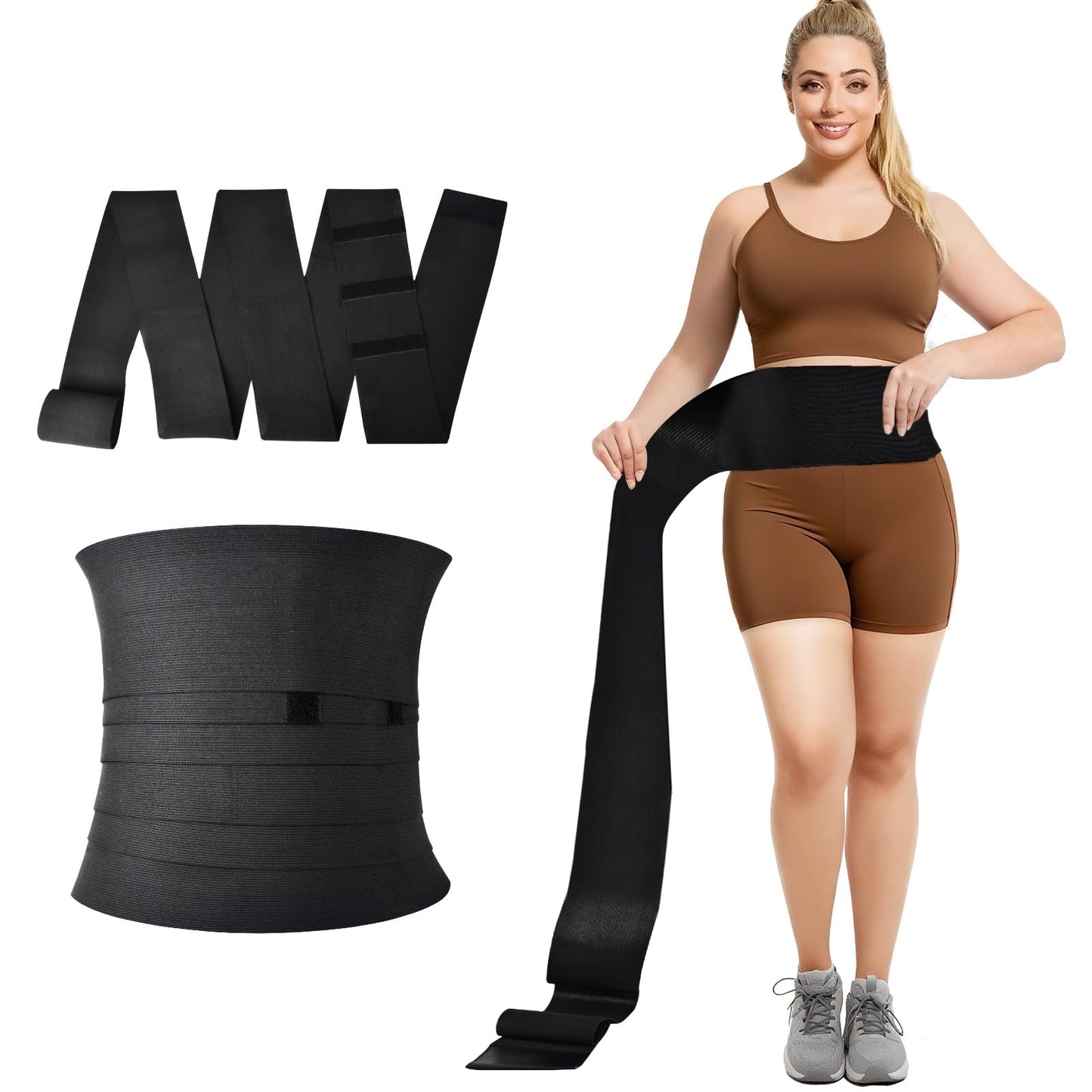 Lisacool Sculpt Touch Waist Trainer for Women Belly Fat Postpartum Belly Band Sweat Band for Stomach Weight Loss With Lumbar and Back Support Black