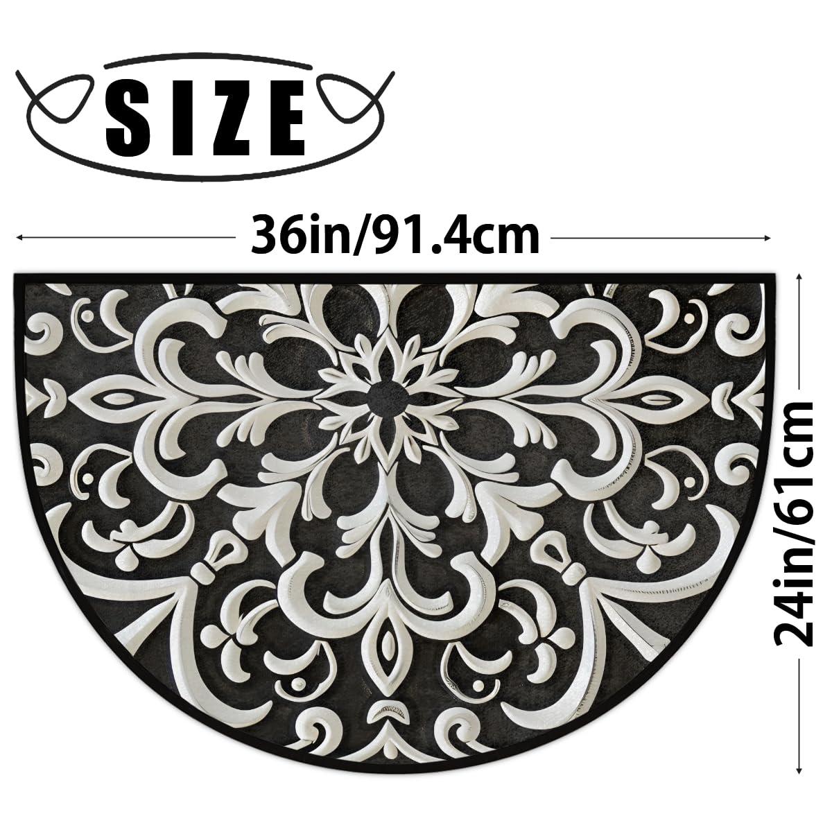 XZXFSYJH Mandala Half Round Door Mat Non Slip Half Circle Rugs
