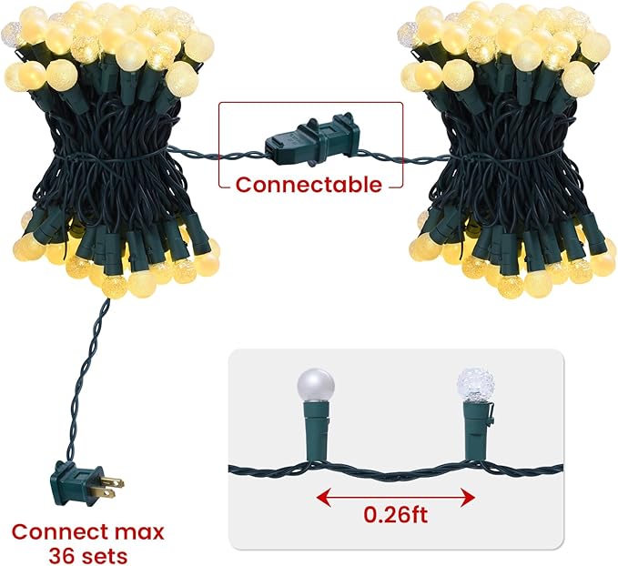 Globe String Lights, 70 LED Mix-Ball Fairy Lights Plug in UL Listed Christmas Tree Lights 19Ft Christmas Outdoor Indoor Fairy Lights for Bedroom Tree Patio Party Garden Wedding, Warm White