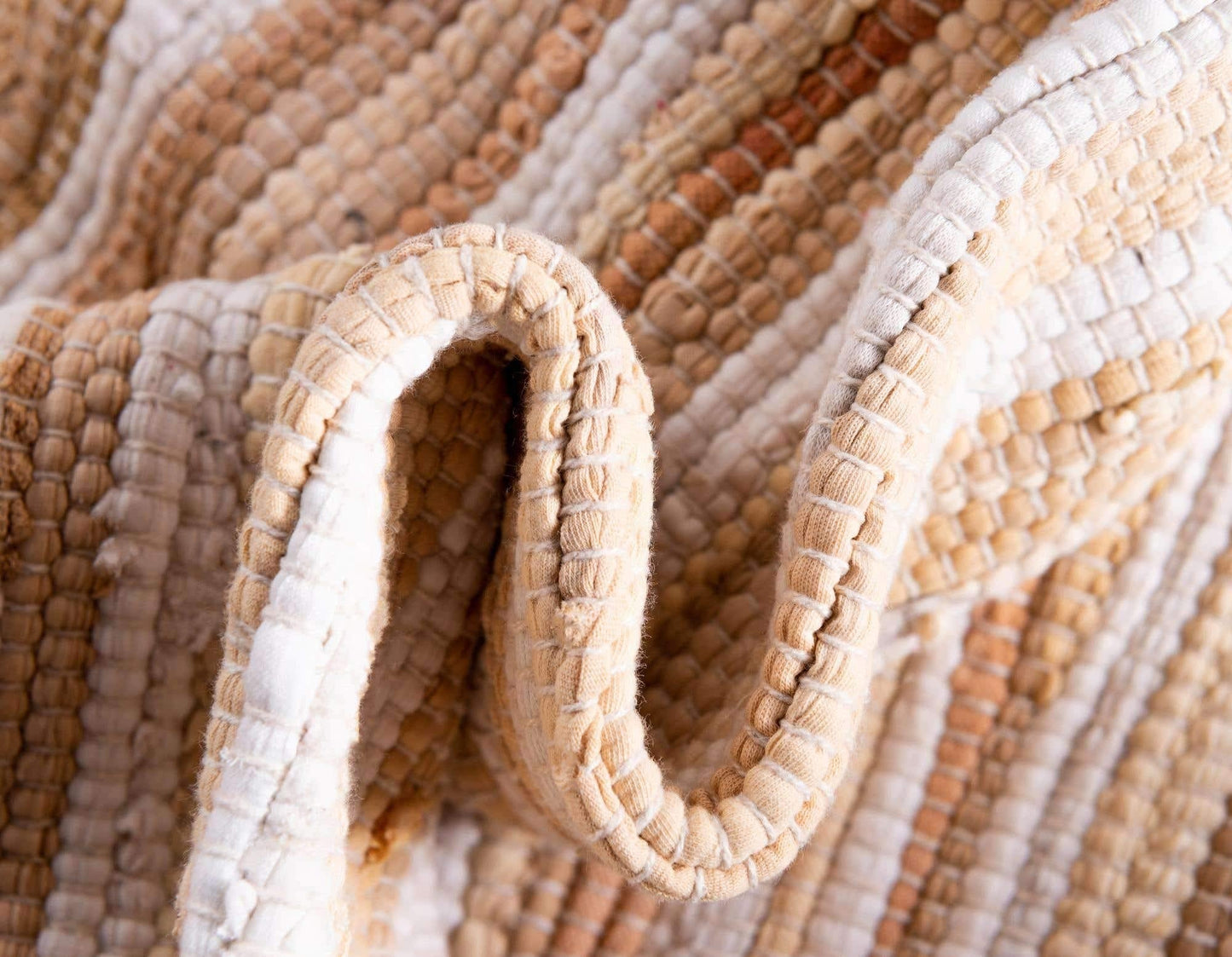 Unique Loom Chindi Cotton Collection Soft Hand Woven Natural Fiber Striped Area Rug, 4 ft x 6 ft, Beige/Ivory