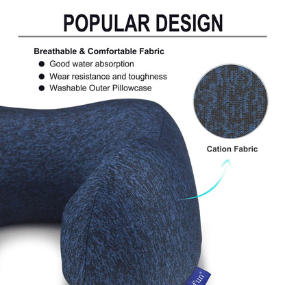 napfun Neck Pillow for Traveling, Upgraded Travel Neck Pillow for Airplane 100% Pure Memory Foam Travel Pillow for Flight Headrest Sleep, Portable Plane Accessories, Light Grey