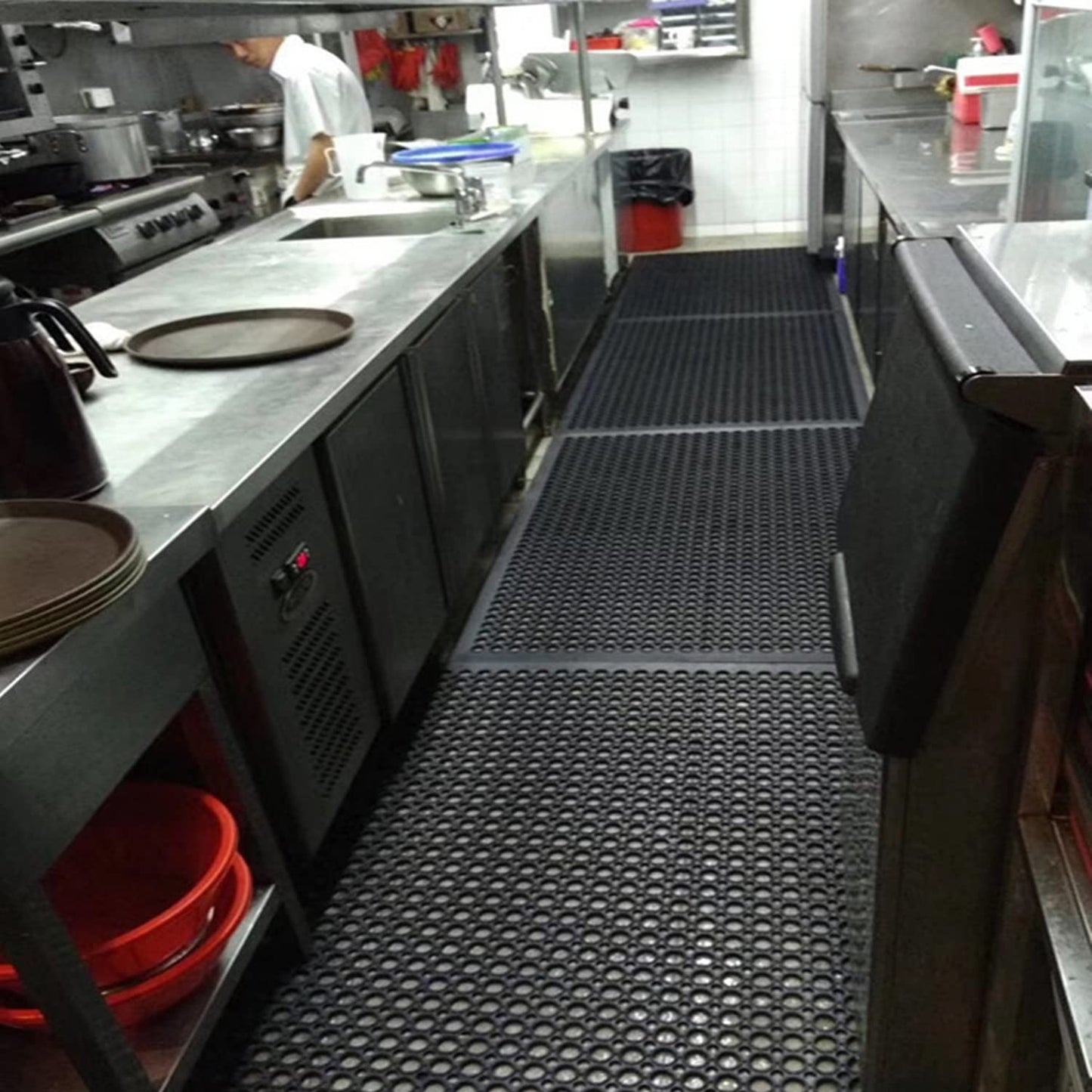 tonchean Rubber Floor Mat with Drainage Holes 83x36x0.4in Commercial Anti-Fatigue Rubber Mat with Non-Slip Backing Heavy Duty Drainage Floor Mats for Commercial Restaurant Kitchen Bar Use Wet Area