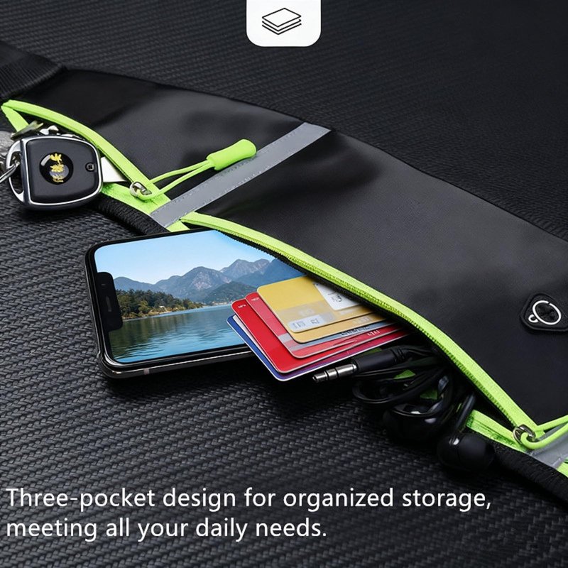 Beatac Slim Running Belt For Jogging, Hiking & Cycling Unisex Phone & Money Holder for Men & Women (Black)