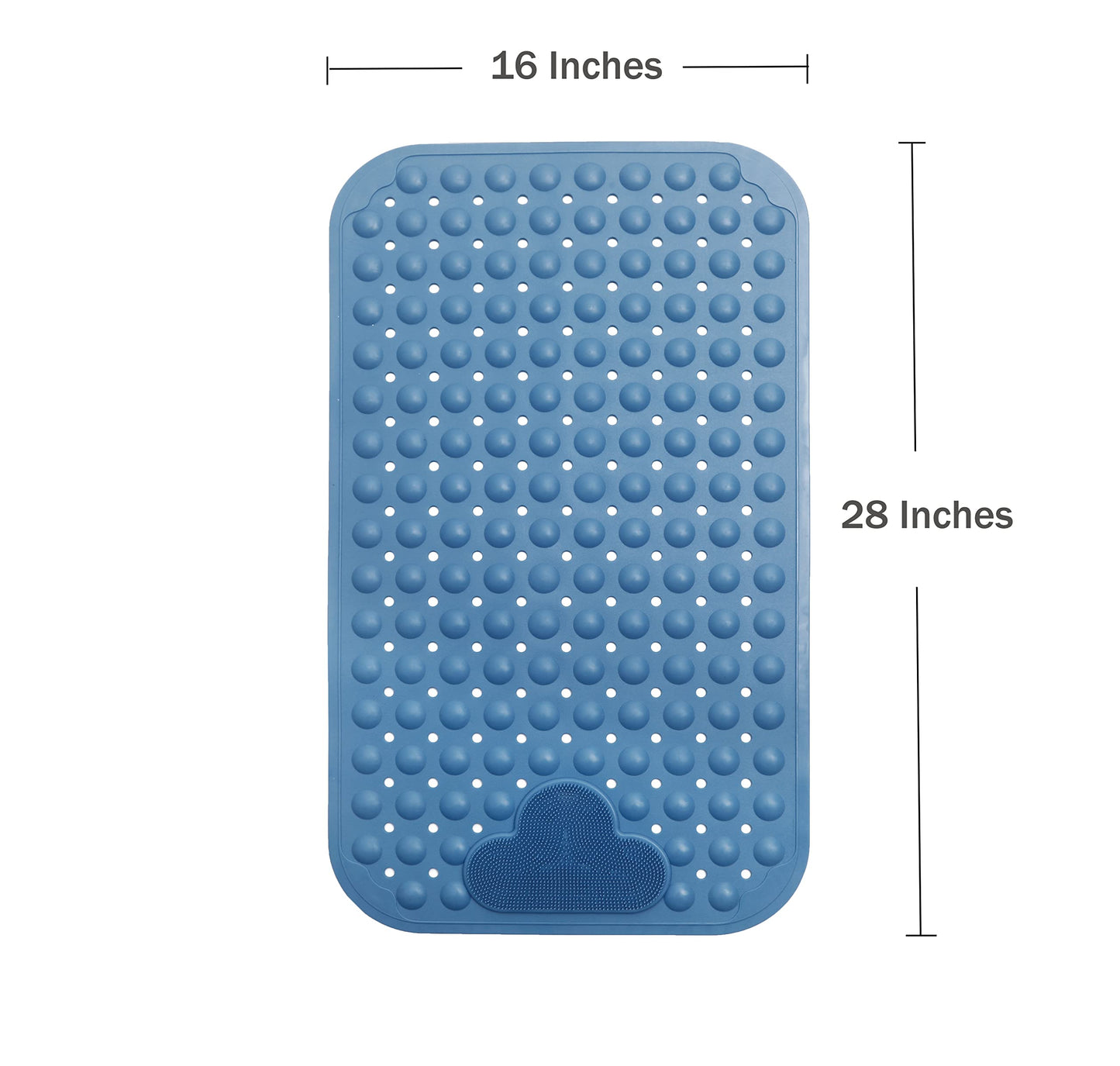 Mantto Bath Tub Mat Shower Mat Non Slip Bathtub Mats with Suction Cups Bath Mat for Tub Bathroom Mats 28" X 16" Machine Washable (Blue)