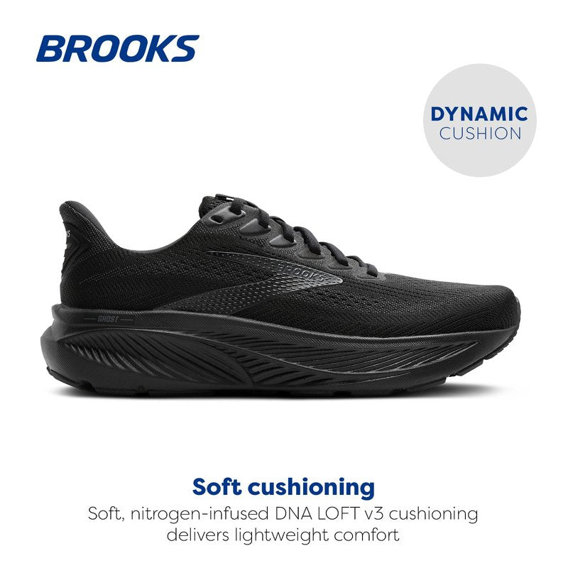 Brooks Men’s Ghost 17 Neutral Running Shoe - Black/Black/Ebony - 10.5 Medium