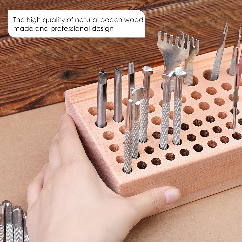 76 Styles Leather Craft Tool Holder, Leather Tool Organizer Leather Holder Tool Wooden, Professional Leather Tools Storage Box Crafting Organizer, Leather Craft Stand Holder Organizer and Storage