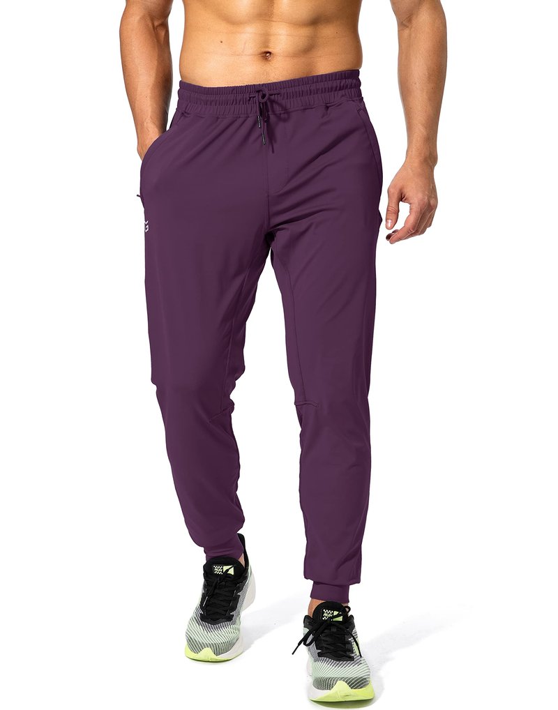 G Gradual Men's Sweatpants with Zipper Pockets Athletic Pants Traning Track Pants Joggers for Men Soccer, Running, Workout (Wine Red, Medium)