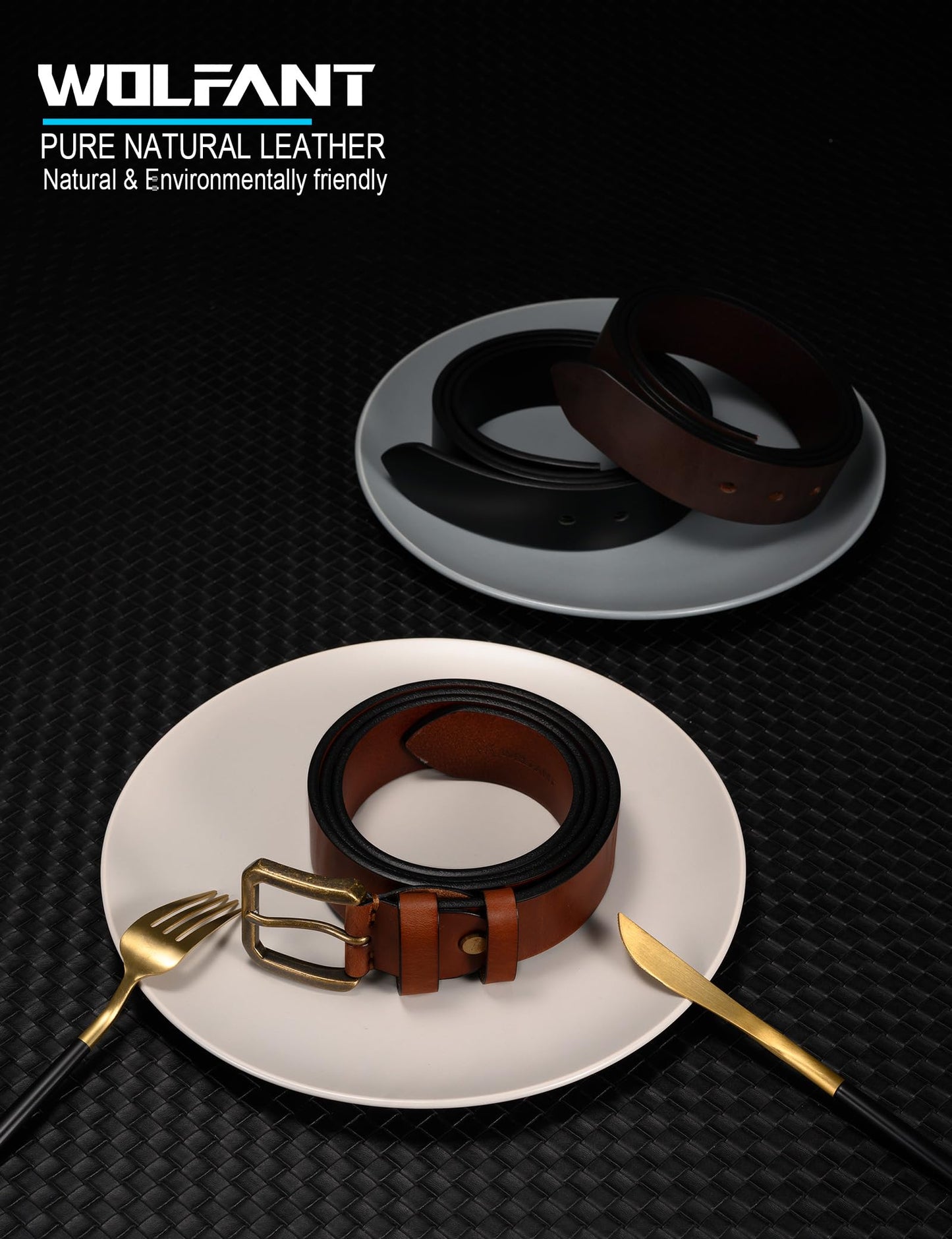 WOLFANT Thicken Full Grain Heavy Duty Casual Work Belts for Men,100% Italian Real Solid Leather