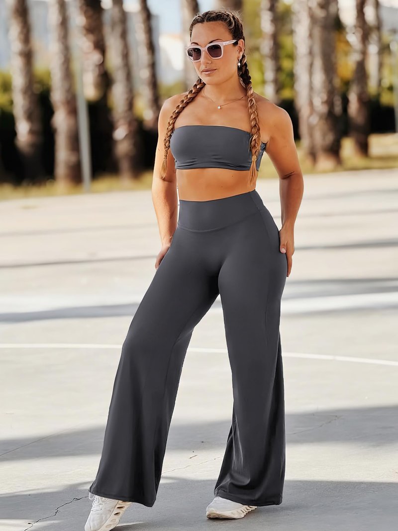 YEOREO Workout Leggings Womens No Front Seam Straight Leggings 31.5" Thin Fleece High Waist Buttery Eddiy Gym Yoga Pants Dark Gray XL