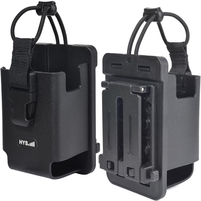 HYS Tactical Handheld Two Way Radio Holster - Portable Radio Case (TPU) with Belt Clip & MOLLE Attachment for Belt, Vest, or Pack, for Walkie-Talkie, Security, EMS, Law Enforcement Duty Gear