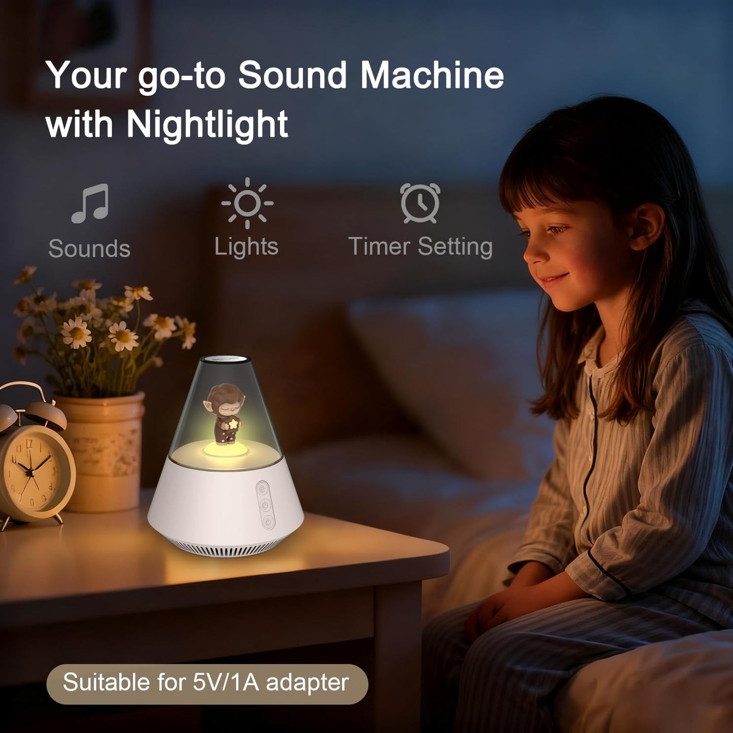 Baby & Kids Sound Machine with Night Light for Nursery, White Noise Machine for Baby Sleep, 30 Soothing Sounds, 31-Level Volume, 3 Brightness Levels, Timer, Sleep Aid for Babies, Toddlers and Kids
