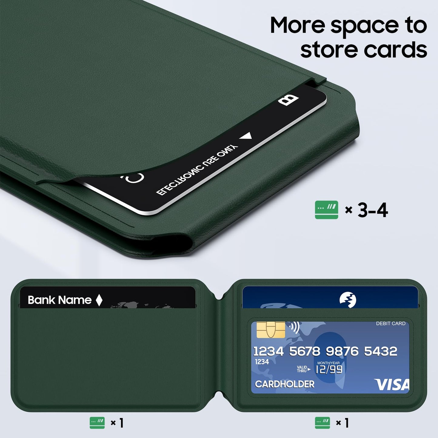 Frapkom Magnetic Wallet for iPhone, Magnetic Phone Wallet for iPhone 17/16/15/14/13/12 Series with ID Window, RFID Blocking (Green)