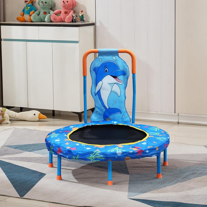 Kids Trampoline - 36-Inch Indoor/Outdoor with Handle Bar & No-Gap Jumping Mat | Safe Bounce Trainer for Toddlers 1-6