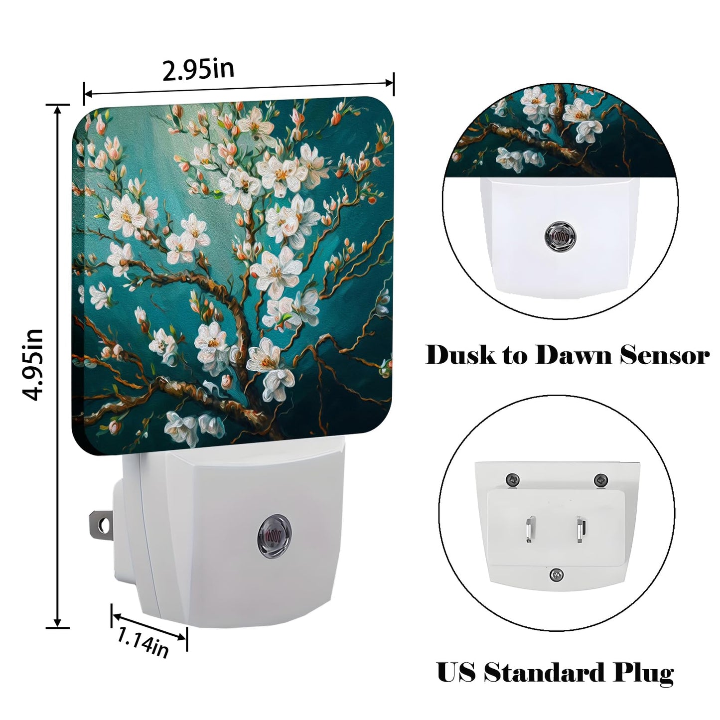 FSHVQKD Blossoming Almond Tree Night Light,Plug-in Nightlights Auto Sensor Night Lamp Dusk to Dawn Lamp Home Decor for Nursery Children Girls Boys