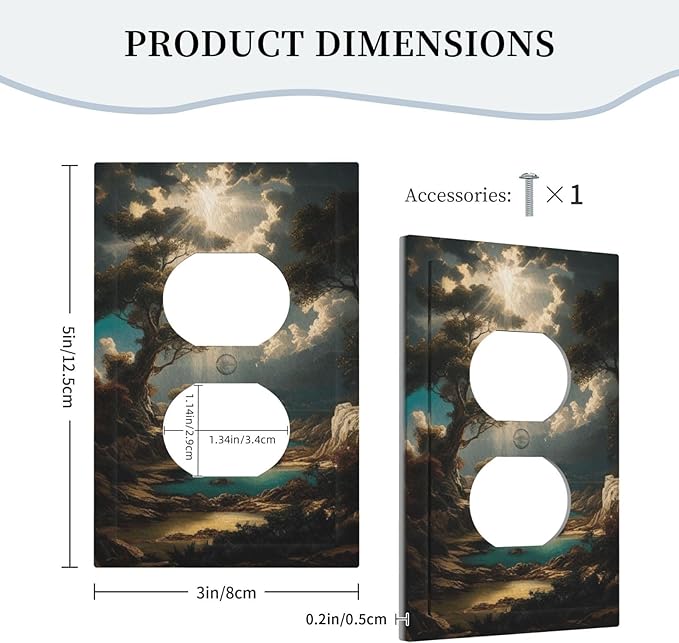 Decorative Art Light Switch Covers Sunburst Over the Wilderness 1 Gang Single Duplex Outlet Wall Plate Switchplate Electrical Faceplate for Home Decor