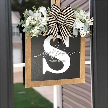 16'' Personalized Last Name Welcome Sign, Door Wreaths for Front Door Outside, Spring Wreath for Front Door Decor, Farmhouse New Home Gifts for Home (S)