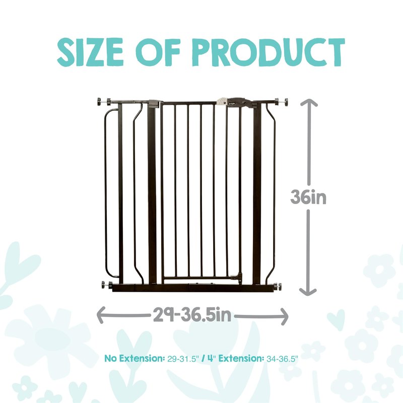 Regalo Safety 36" Extra Tall Baby Gate for Doorways & Bottom of Stairs, Pressure Mounted Walk Through Gate for Babies, Toddlers & Pets, Tested & Safe for 30 Years, American Designed, American Owned
