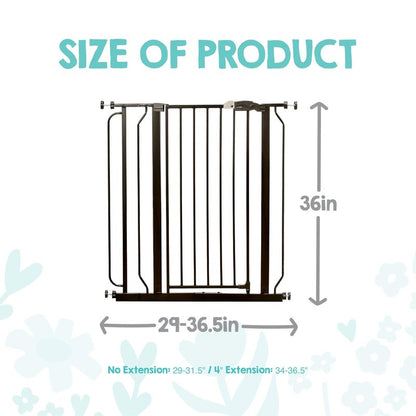 Regalo Safety 36" Extra Tall Baby Gate for Doorways & Bottom of Stairs, Pressure Mounted Walk Through Gate for Babies, Toddlers & Pets, Tested & Safe for 30 Years, American Designed, American Owned
