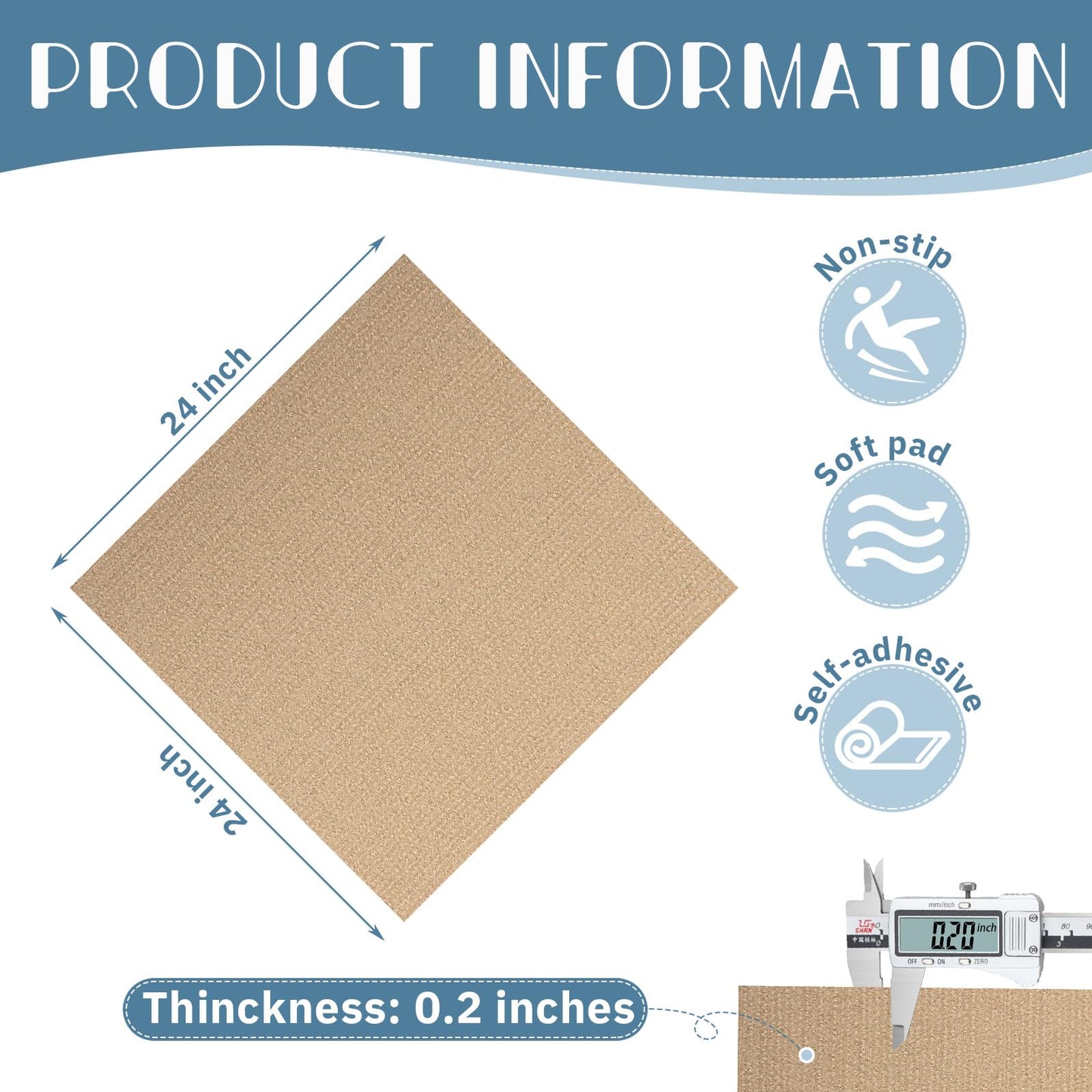 Self Adhesive Carpet Tile 20 Pcs 24" x 24" Peel and Stick Carpet Floor Tiles Non-Slip Carpet Squares Tiles DIY Installation for Living Room Bedroom