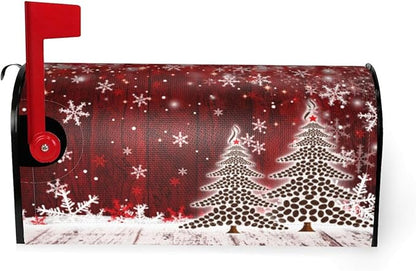 Christmas Mailbox Covers Xmas Tree Snowflake Magnetic Letter Post Box Cover Standard Size 25.5 x 21 Inch Garden Yard Home Decorative