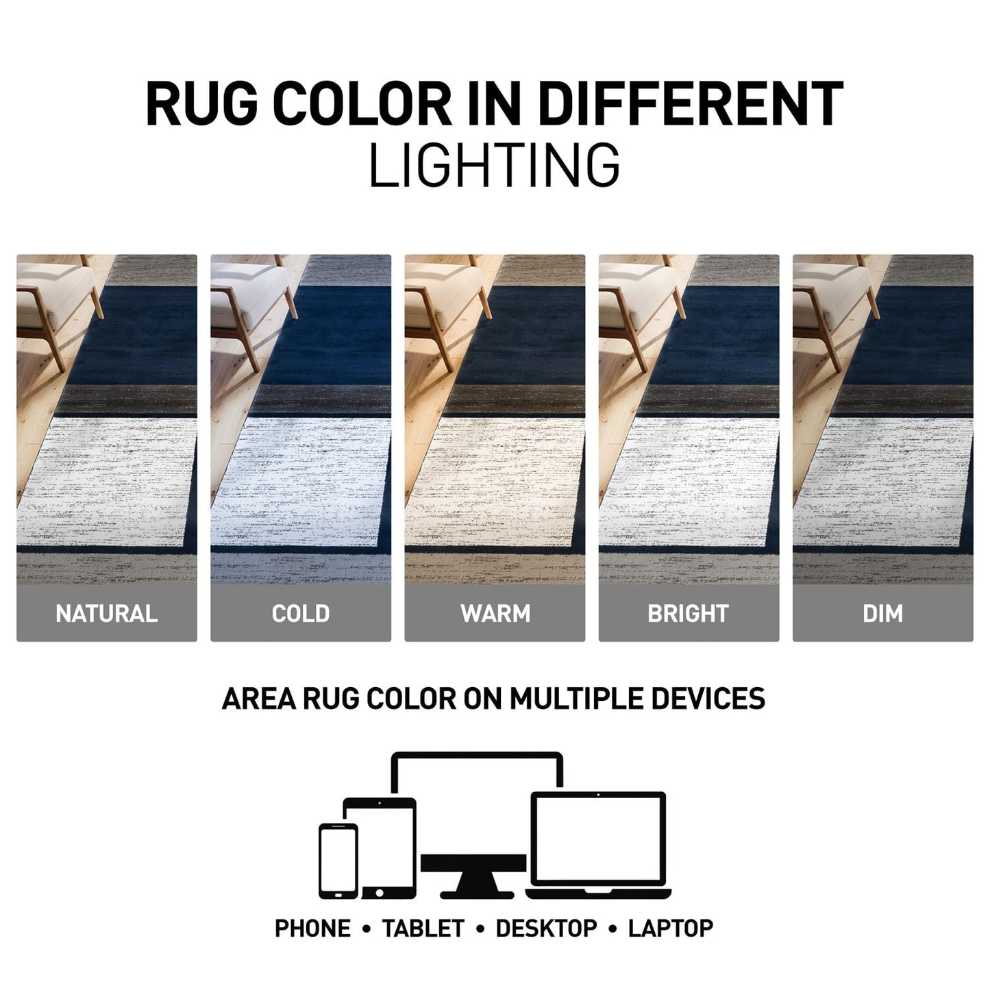 Rugshop Modern Geometric Boxes Navy Area Rug, Fade-Resistant Carpet for Bedroom, Office, or Entryway, 3'3" x 5'