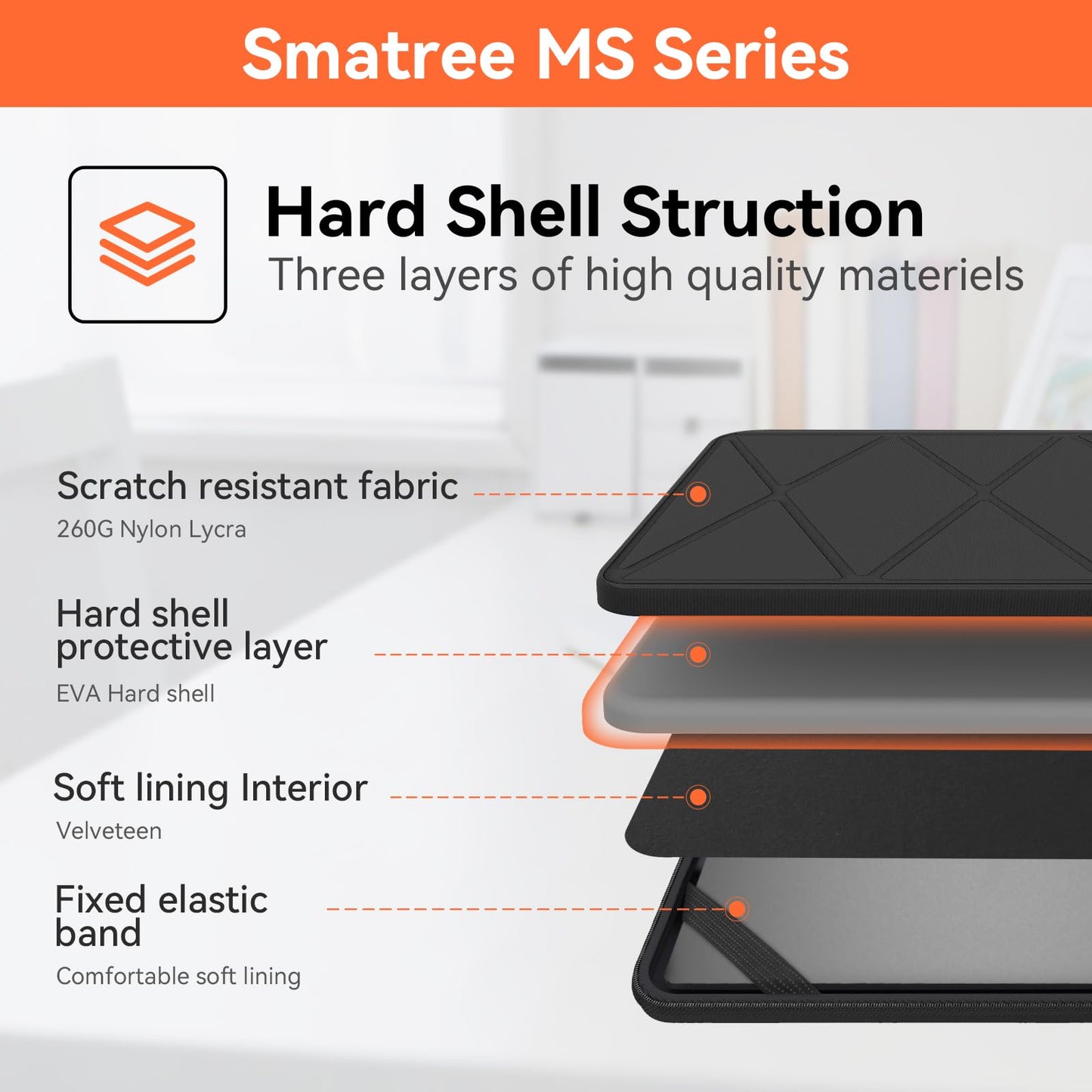 Smatree MS82 Hard EVA Protective Sleeve with Stand Compatible for 15.6 inch Dell Inspiron 15 3000/3520/3530/3535, Latitude 5550/5540/5530/5531, Precision 3591/3590/3581/3580, Vostro 3520/3530/3535