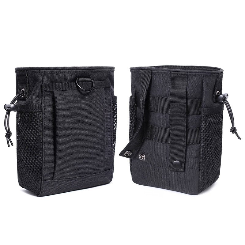 Haafoo Dump Pouch Molle - Tactical Drawstring Magazine Pouch, Molle Ammo Bag, Adjustable Military Utility Belt Holster Molle Dump Bag 2 Pack-Black