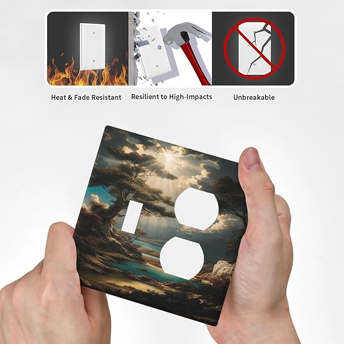 Decorative Art Light Switch Covers Sunburst Over the Wilderness 2 Gang Single Toggle Duplex Combination Electrical Faceplate Switchplate Wall Plate for Home Decor