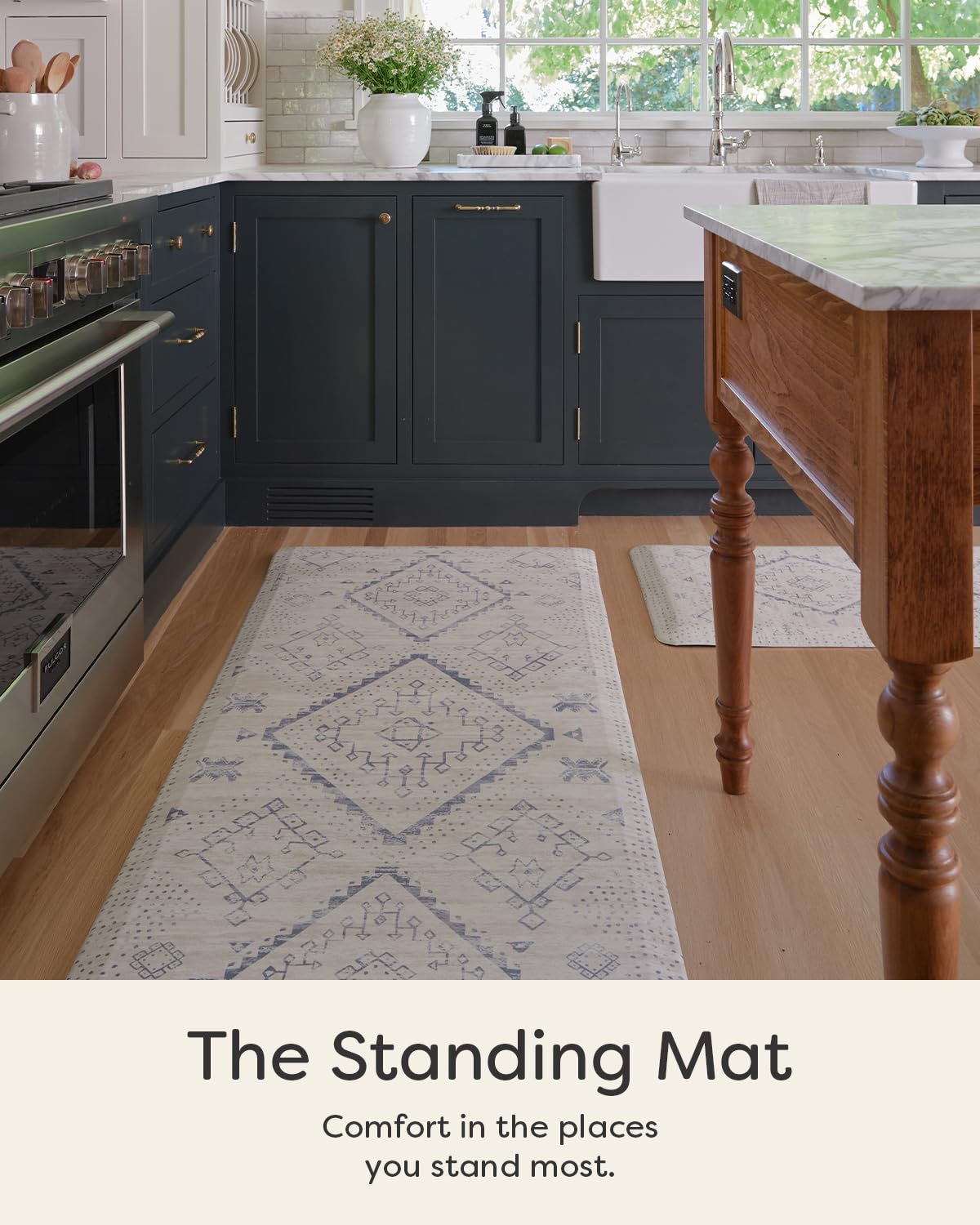 House of Noa Nama Standing Mat – Anti-Fatigue Kitchen Mats for Floor, Cushioned & Non-Slip Comfort Mat for Standing, Thick Foam Anti-Fatigue Mat for Kitchen & Workspaces, Ula Windmill 22" x 54"