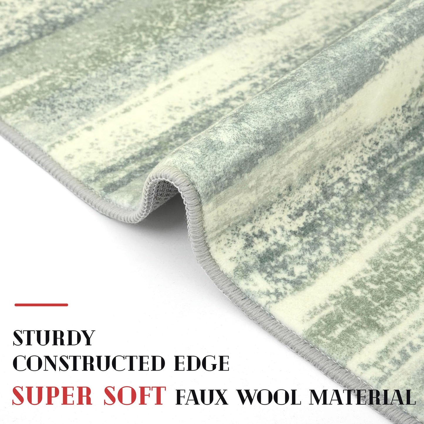 Lansny Modern Abstract Entryway Rug Indoor 2x3 Washable Rug Non-Slip Soft Small Area Rug Sage Green Grey Kitchen Mats Thin Print Faux Wool Floor Carpet Throw Rugs for Entrance Bedroom