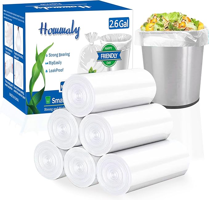 2.6 Gallon Clear trash can liners 300 counts, Small trash bags garbage Bags