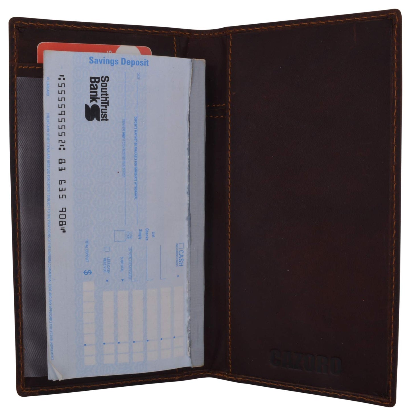 MARSHAL Genuine Leather Checkbook Cover Case #156-cr (Vintage Brown)