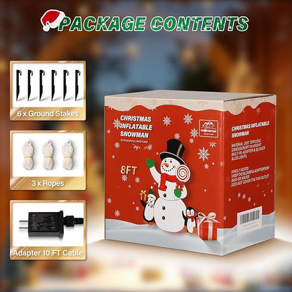 8 FT Christmas Inflatable Decorations,Outdoor Snowman with Penguins Blow Up Decorations, Patio Lawn Xmas Decor with Poweful Blower Built-in Bright LED Lights for Indoor Outdoor,Lawn,New Year Gifts