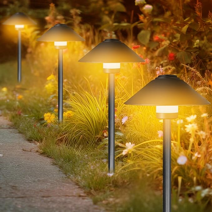 Banord Outdoor Landscape Path Lights, 4 Pack LED Pathway Lights, Low Voltage Garden Lighting Wired with IP65 Waterproof for Walkway Yard Garden