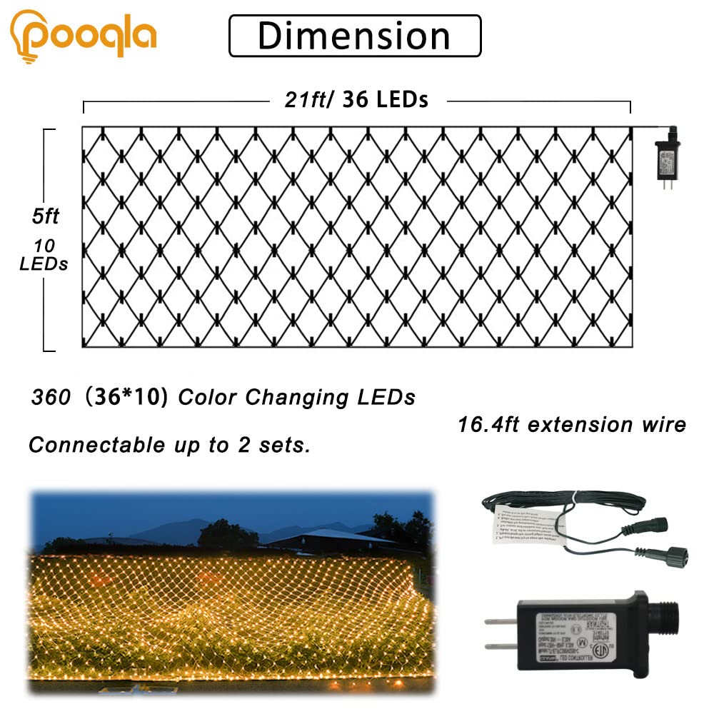 Warm White Net Lights, 360 LED Christmas Lights Outdoor, 21ft x 5ft Large Net Mesh String Lights, 8 Modes Twinkle Light Connectable Plug in for Bushes Christmas Hedge Yard Garden Party Decor