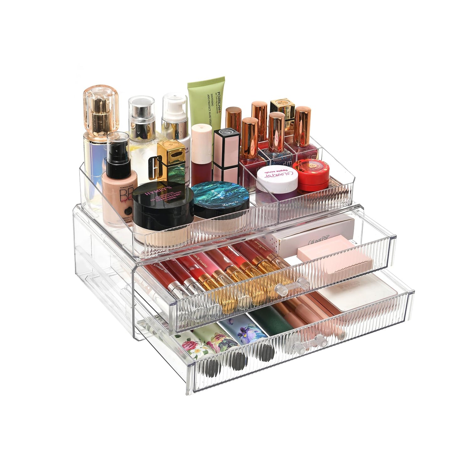 ZHIAI stackable storage drawers, acrylic storage rack, cosmetics and beauty products organizer, suitable for makeup room, bathroom, pantry, home bedroom storage