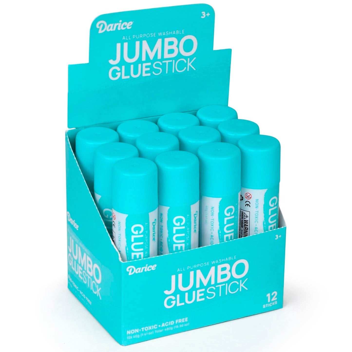 Darice 12 Jumbo Glue Sticks, 1.4 Oz All Purpose Stick Glue, Strong Hold, Easy Stick, Quick Drying, Non-Toxic, Scrapbooking, Back to School Supplies, Home and Office