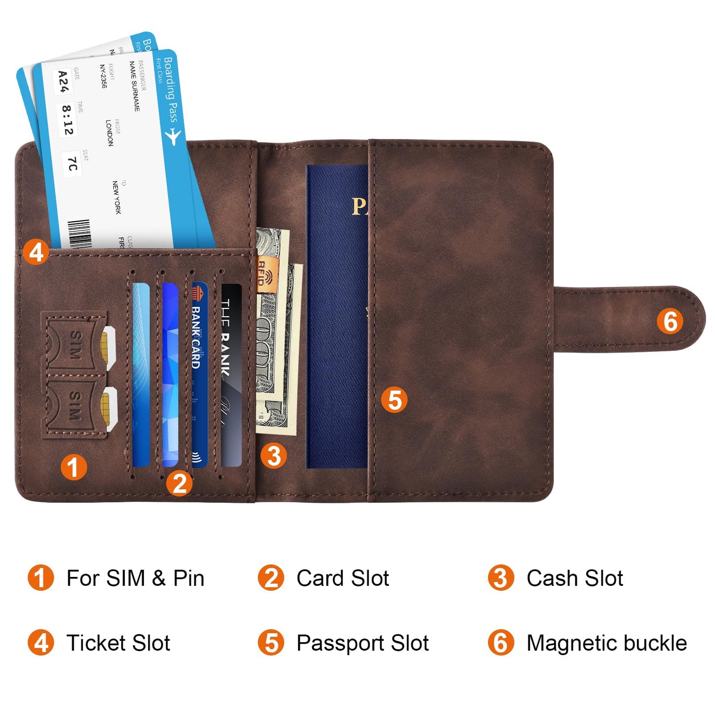Eoehro Passport Holder for Travel Essentials, Passport Wallet Cover Case for Travel Must Haves Accessories,Passport Book Holders for Women and Men(coffee)