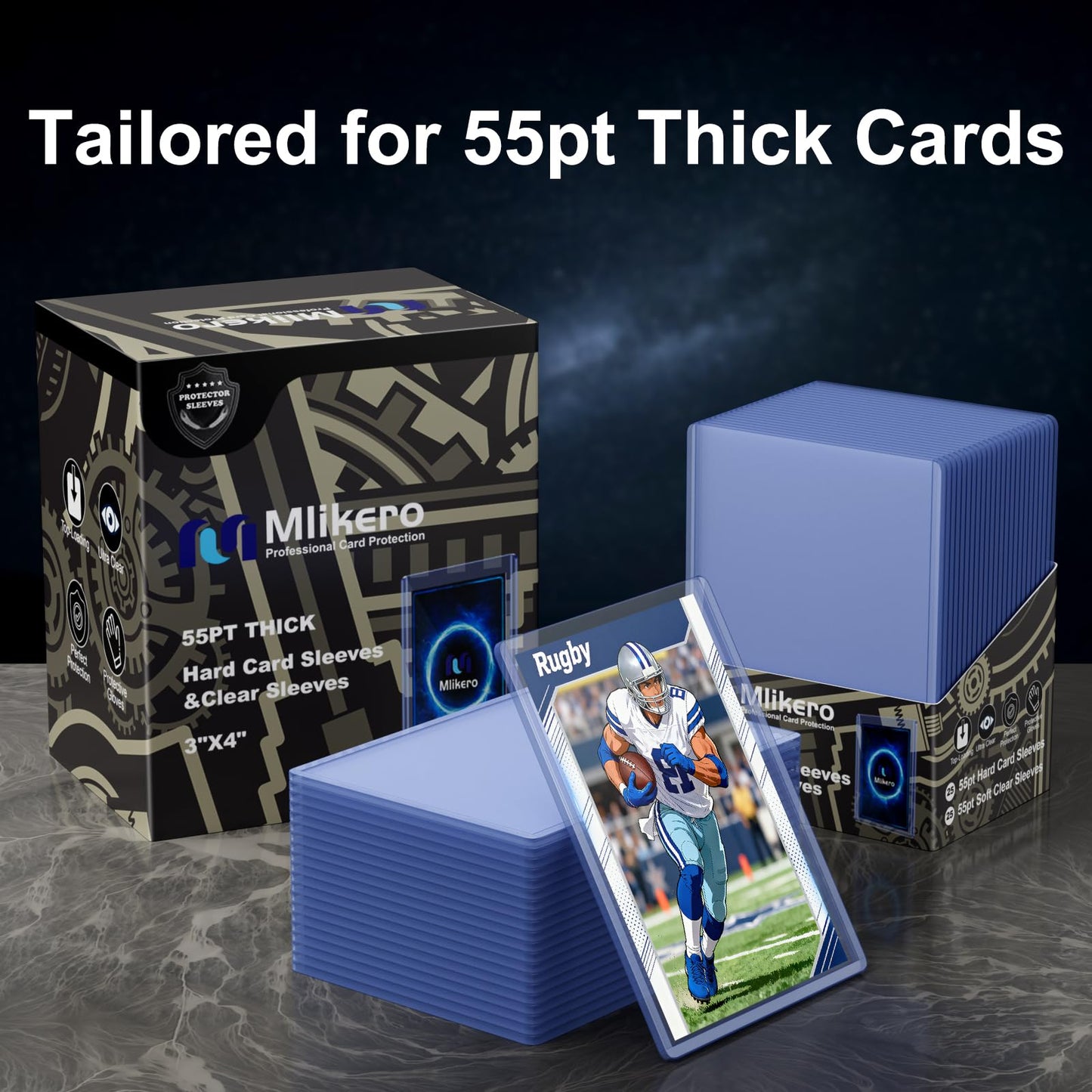25 Count 55pt Top Loaders for Cards, 3"x4" Thick Toploaders with Soft Thick Card Sleeves for Baseball, Basketball, Football Cards